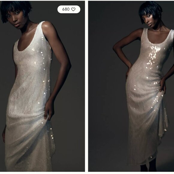 Anthropology Hutch Sleeveless Scoop-Neck Sequin Column Maxi Dress - Picture 2 of 3